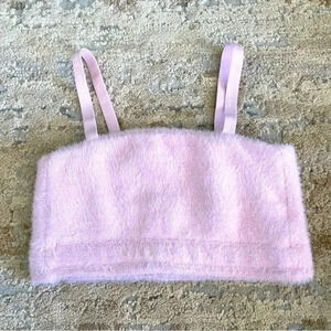 Gymshark Whitney Eyelash Knit Bandeau Crop Top Workout Gym Pressed Petal Pink:XS